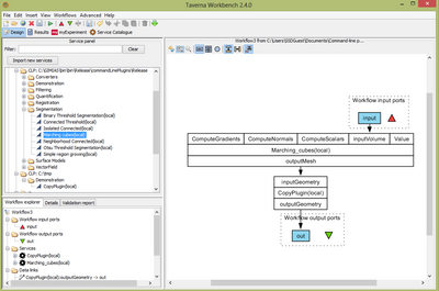 Taverna Workflow with GIMIAS Command Line Plugins and CTK Command Line Modules, see more here.